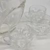 Zestaw do ponczu bole kryształowa misa z pokrywą i 6 filiżanek kpl vintage