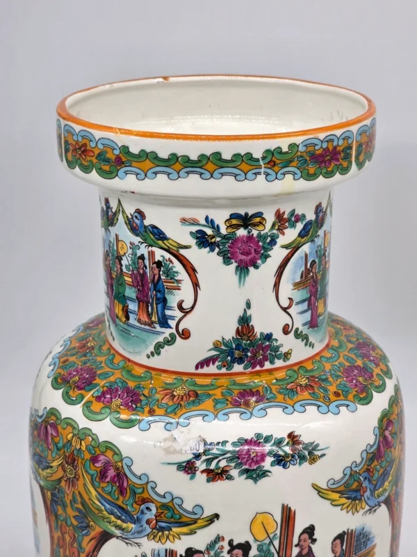 Wielki wazon podłogowy chiński porcelana ptaki kwiaty sygnatura wys 40 cm