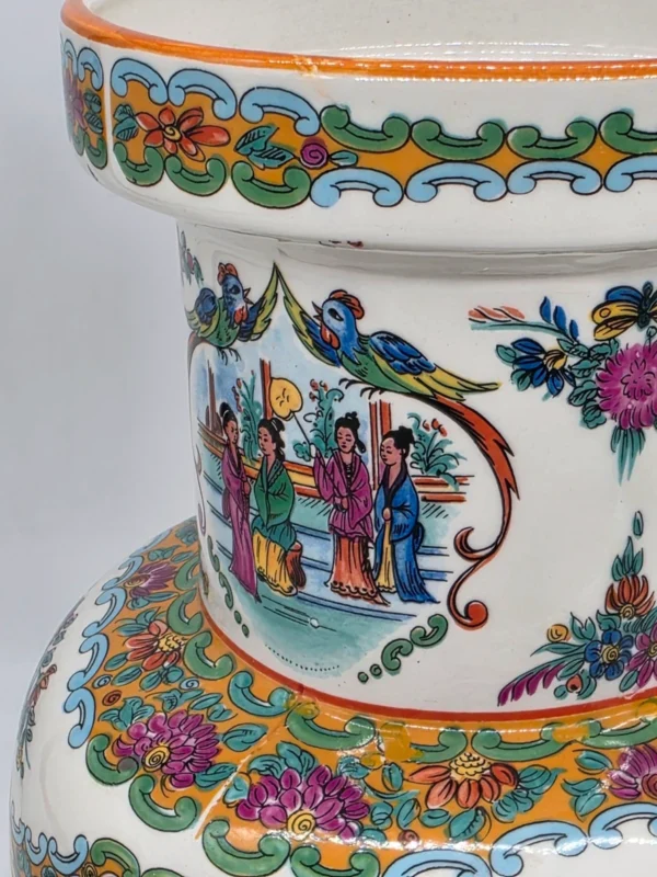 Wielki wazon podłogowy chiński porcelana ptaki kwiaty sygnatura wys 40 cm