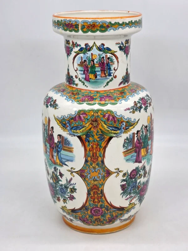 Wielki wazon podłogowy chiński porcelana ptaki kwiaty sygnatura wys 40 cm