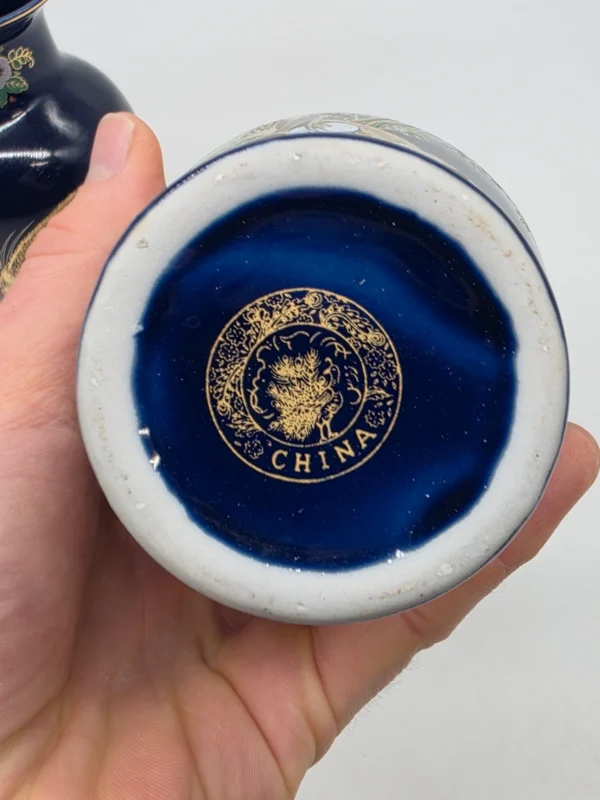 Para kobaltowych wazonów złote bażanty sygnatura China porcelana