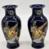 Para kobaltowych wazonów złote bażanty sygnatura China porcelana
