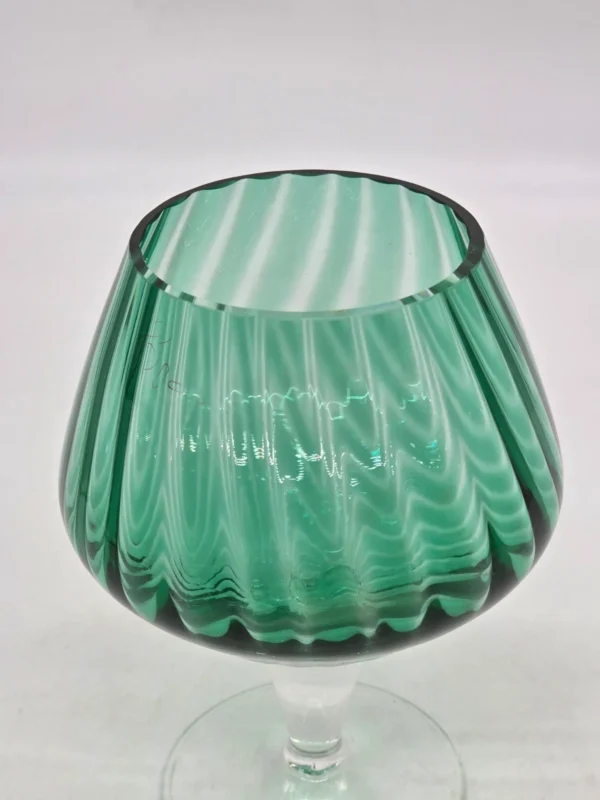 Wielki wazon kielich koniakówka zielony w stylu Empoli / Murano design PRL wys 20 cm