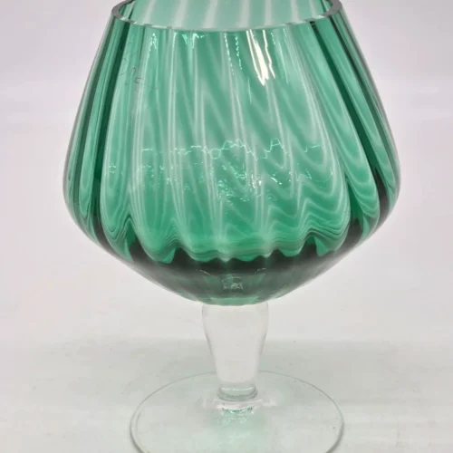 Wielki wazon kielich koniakówka zielony w stylu Empoli / Murano design PRL wys 20 cm
