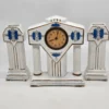 Francuski zegar kominkowy Art Deco ceramika niebieskie róże France 28 cm