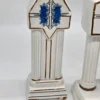 Francuski zegar kominkowy Art Deco ceramika niebieskie róże France 28 cm