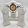Francuski zegar kominkowy Art Deco ceramika niebieskie róże France 28 cm