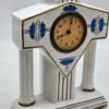 Francuski zegar kominkowy Art Deco ceramika niebieskie róże France 28 cm