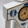 Francuski zegar kominkowy Art Deco ceramika niebieskie róże France 28 cm