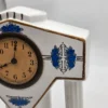 Francuski zegar kominkowy Art Deco ceramika niebieskie róże France 28 cm