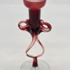 Artystyczny świecznik szklany ręcznie formowany bordowe szkło 22 cm