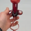 Artystyczny świecznik szklany ręcznie formowany bordowe szkło 22 cm