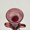 Artystyczny świecznik szklany ręcznie formowany bordowe szkło 22 cm