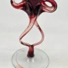 Artystyczny świecznik szklany ręcznie formowany bordowe szkło 22 cm