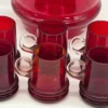 Rubinowy zestaw do nalewek duży kufel 1,2L i 6 kieliszków szkło dmuchane z huty