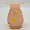 Różowy wazon artystyczny szkło dmuchane z huty falowany brzeg 15 cm