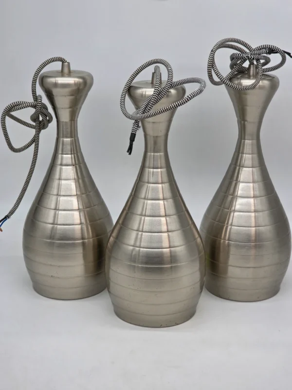 Komplet 3 lamp wiszących Ajaccio Steel nowoczesne klosze stalowe loft