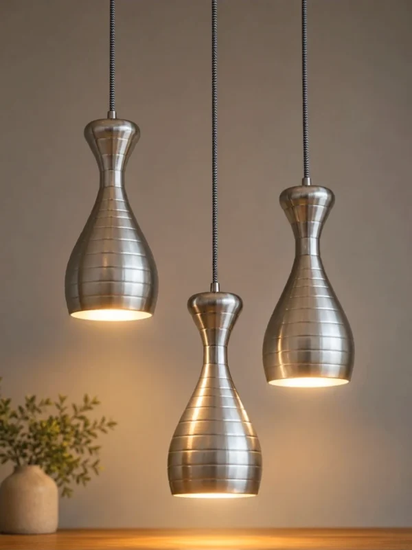Komplet 3 lamp wiszących Ajaccio Steel nowoczesne klosze stalowe loft