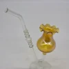 Wazonik koniakówka iryzowany miodowy szkło artystyczne vintage 20cm