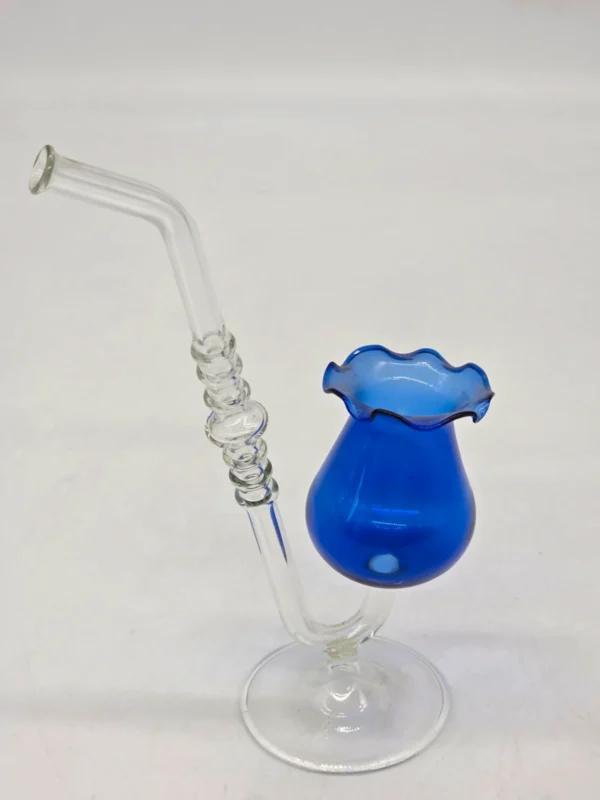 Wazonik koniakówka kobaltowy szkło artystyczne design retro 18cm