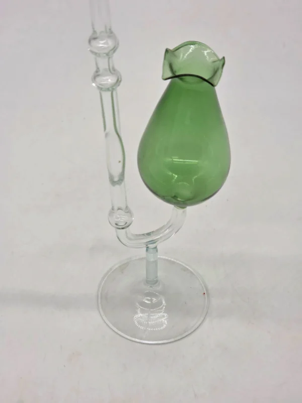 Wazonik koniakówka zielony szkło artystyczne wysoki vintage 25cm