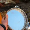 Czteroczęściowy chromowany serwis do herbaty Art Deco z bakelitem i lustrzaną paterą